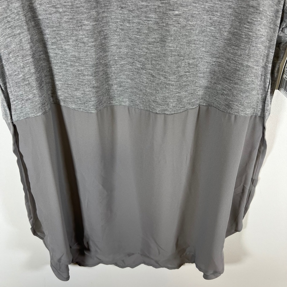 Mossimo Womens Gray Mixed Media Short Sleeve Back Zip Blouse Top Size Medium NWT - Picture 3 of 11